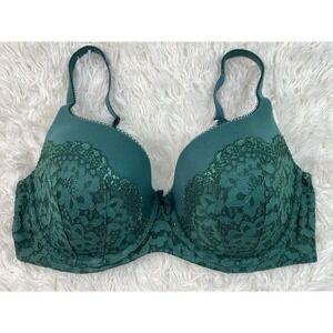 Victoria's Secret Body by Victoria 36DD Green Shimmer Floral Lace Lined Demi Bra